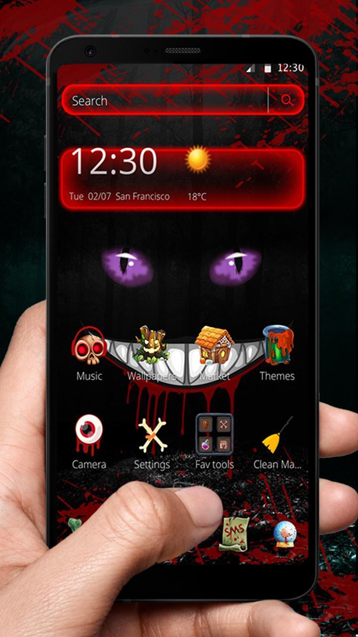 Scary Black Red Evil Cat Theme